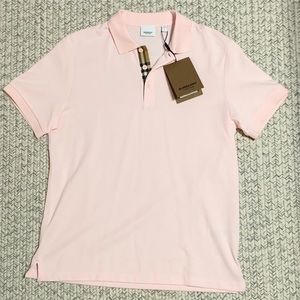 NWT Men’s Burberry Hartford polo shirt Size L Pink